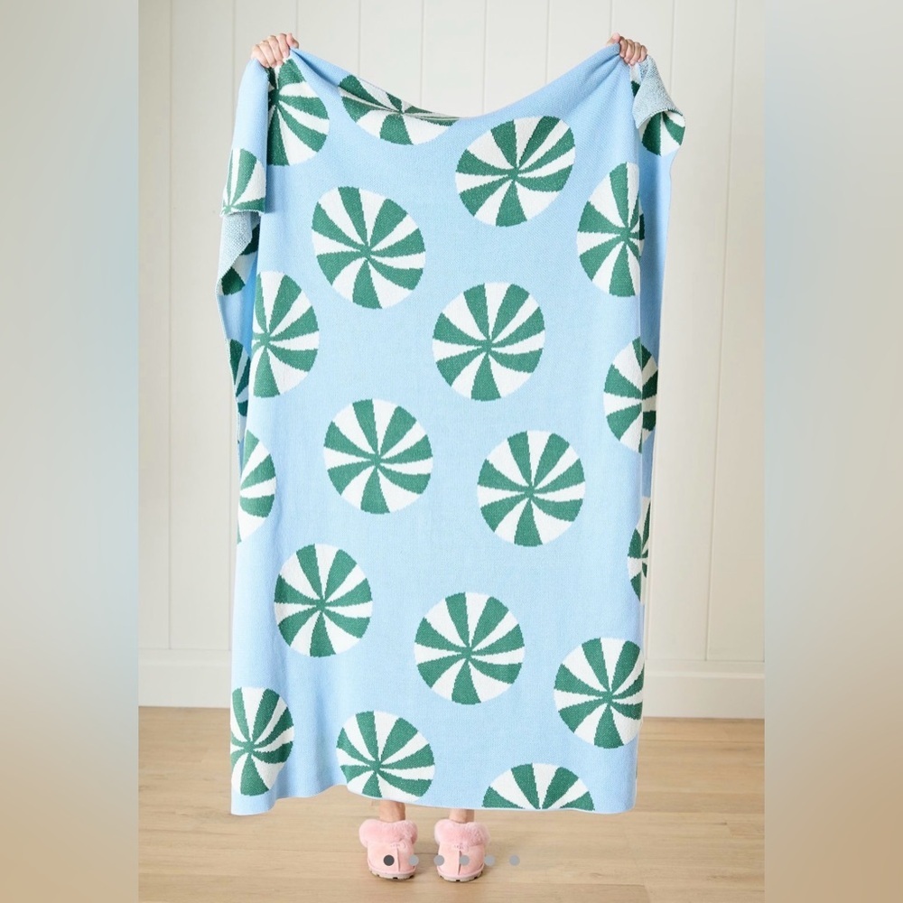 Anthropologie Blue and Green Knit Throw